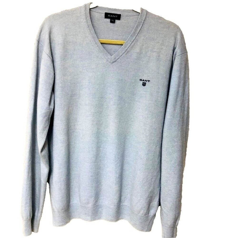 Vintage Gant Mens Sweater XXL Blue Lambswool Pullover Preppy Office Activewear